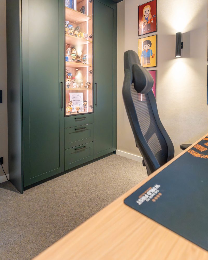 Büro Homeoffice Einbauschrank Vitrinenschrank Alurahmen schwarz