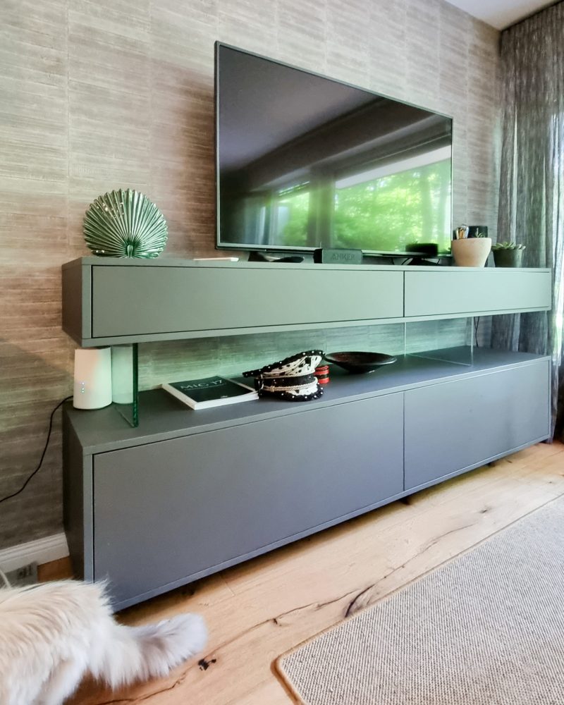 Sideboard mit Glaswand schwarz Fernseh Wohnzimmerschrank