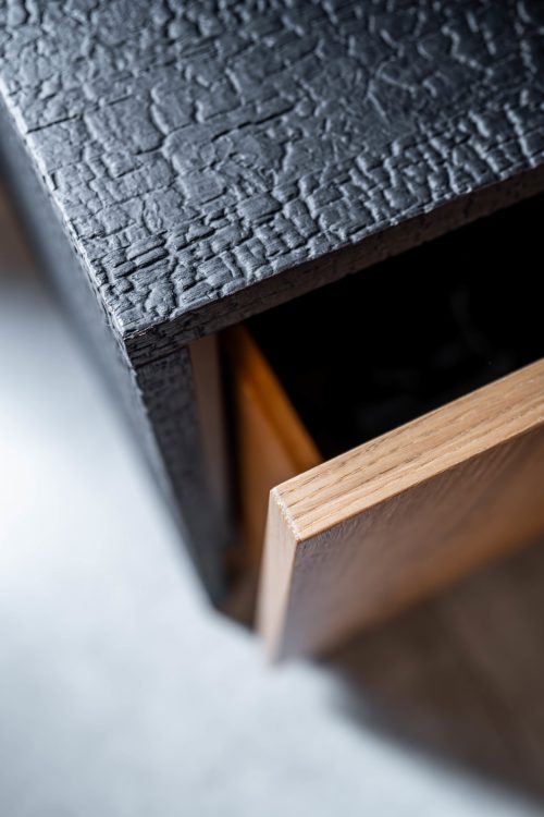 Schublade schwarz Struktur Kohle Eiche