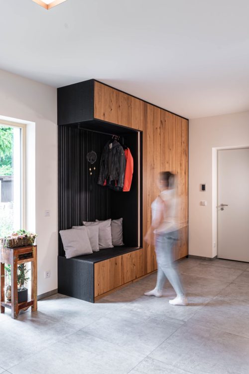 Garderobenschrank schwarz struktur Kohle Eiche