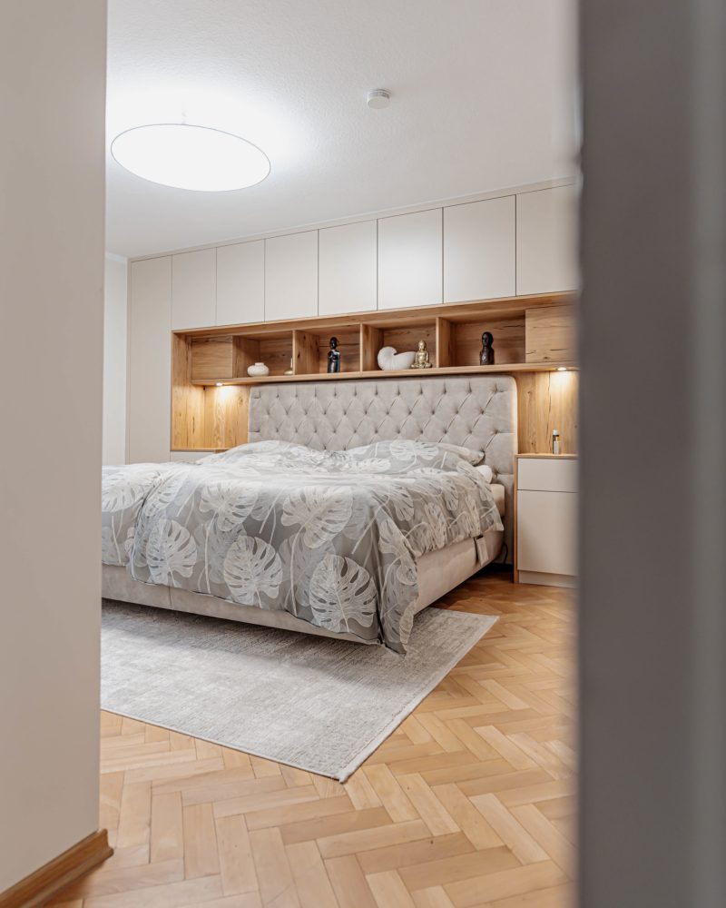 Bettumbau champagner Wildeiche Inlay