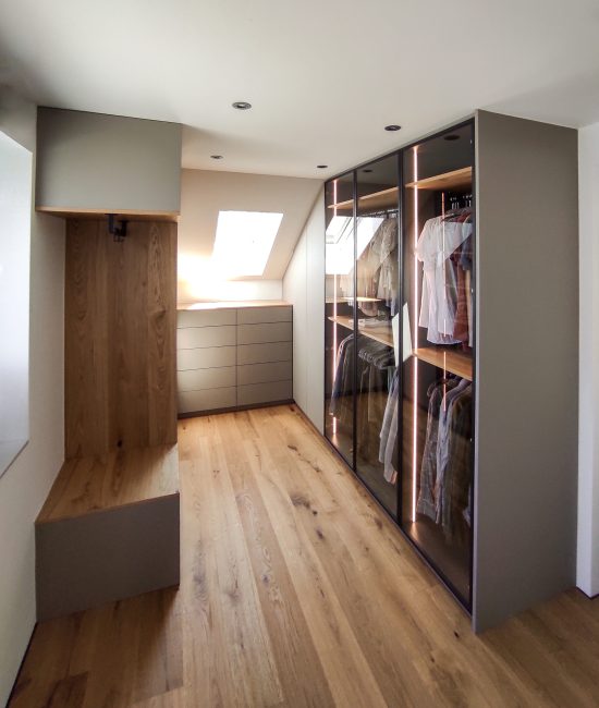 Moderner Ankleideschrank mit Glastüren