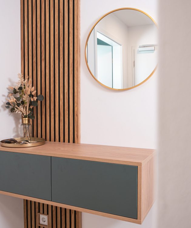 Sideboard grün mit Holz