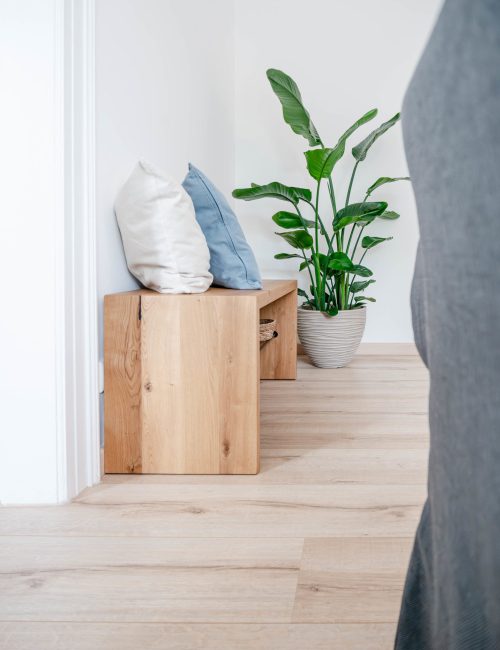 Seitenansicht Sitzbank Eiche Vollholz